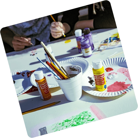 Art supplies and paintings