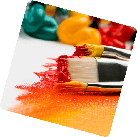 Art supplies and paintings